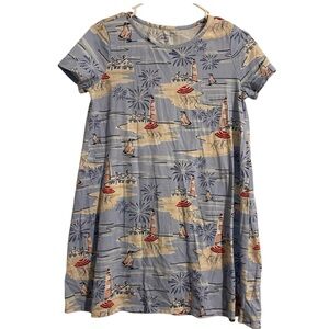 Crown&Ivy kids blue short-sleeve A-line dress sailboat and lighthouse pattern